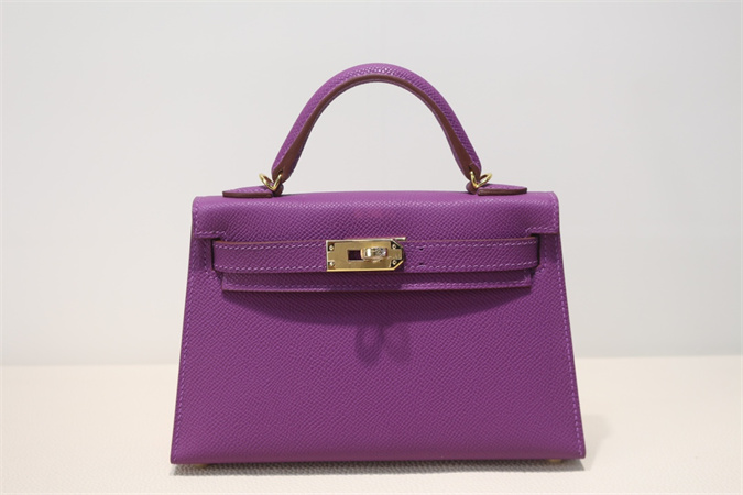 Kelly Mini II Bag Epsom Leather Gold/Silver Hardware In Anemone Color HS