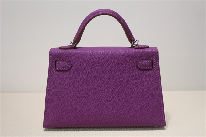 Kelly Mini II Bag Epsom Leather Gold/Silver Hardware In Anemone Color HS