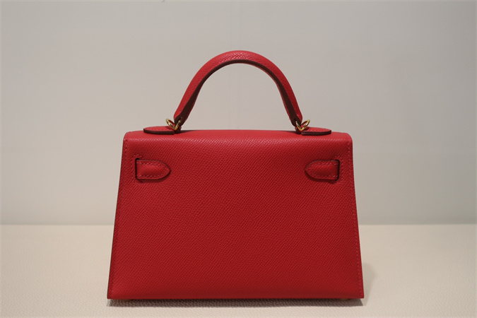 Kelly Mini II Bag Epsom Leather Gold/Silver Hardware In Red Color HS