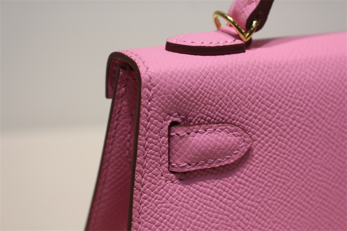 Kelly Mini II Bag Epsom Leather Gold/Silver Hardware In Pink Color HS