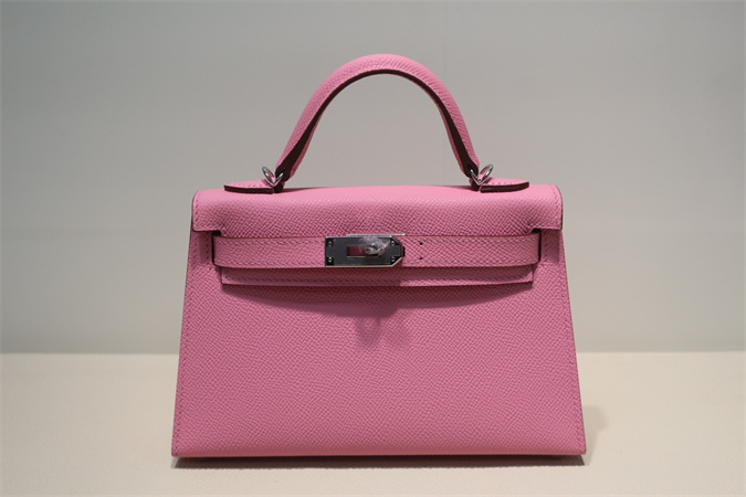 Kelly Mini II Bag Epsom Leather Gold/Silver Hardware In Pink Color HS