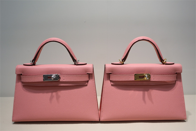 Kelly Mini II Bag Epsom Leather Gold/Silver Hardware In Rose Confetti Color HS