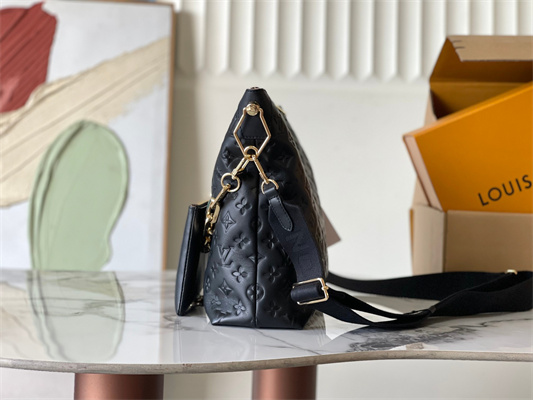 L.V Coussin Coussin Hobo MM Bag Calf Leather Black M12068