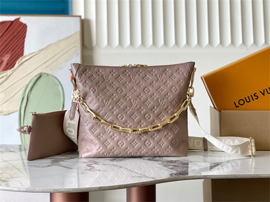 L.V Coussin Coussin Hobo MM Bag Calf Leather Galet M12071