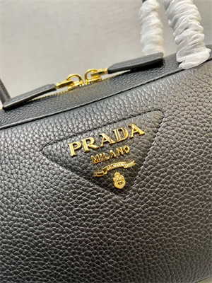 Prada Medium Grained leather top-handle bag Black 1BB126