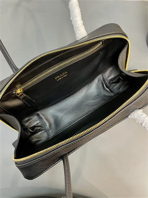 Prada Medium Grained leather top-handle bag Black 1BB126
