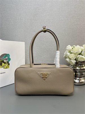 Prada Medium Grained leather top-handle bag Beige 1BB126