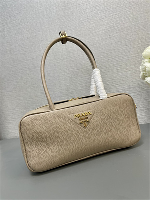Prada Medium Grained leather top-handle bag Beige 1BB126