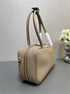 Prada Medium Grained leather top-handle bag Beige 1BB126