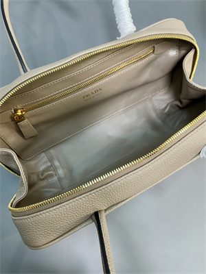 Prada Medium Grained leather top-handle bag Beige 1BB126
