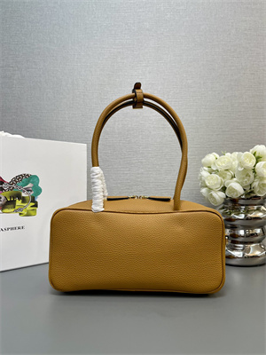 Prada Medium Grained leather top-handle bag Brown 1BB126