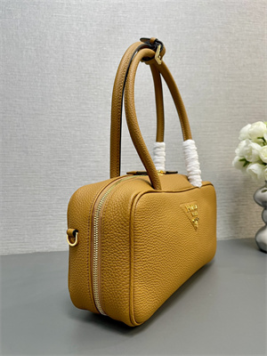 Prada Medium Grained leather top-handle bag Brown 1BB126