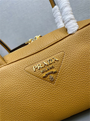 Prada Medium Grained leather top-handle bag Brown 1BB126