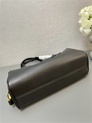 Prada Medium leather top-handle bag with padlock Black 1BB127