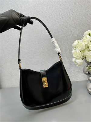 Prada Cleo Shoulder Bag Shinny Leather Black 1BC169