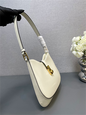 Prada Cleo Shoulder Bag Shinny Leather Ivory 1BC169