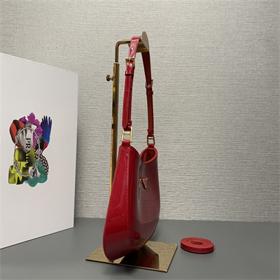 Prada Cleo Patent Leather Bag Cherry Red 1BC169