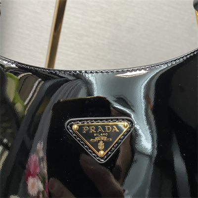 Prada Cleo Patent Leather Bag Black 1BC169