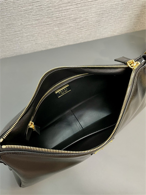 Prada Aimée large naplak patent leather shoulder bag Black Color 1BC228