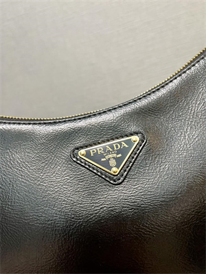 Prada Aimée Medium naplak patent leather shoulder bag Black Color 1BC229