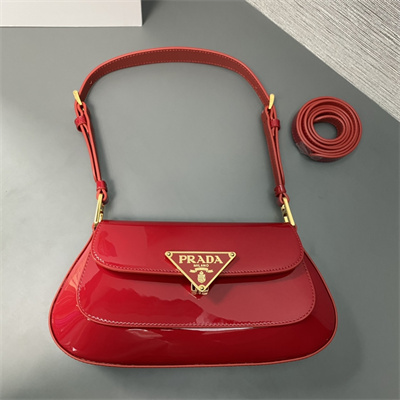 Prada Patent Leather Shoulder Bag Red 1BD345