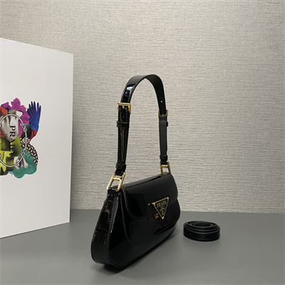 Prada Patent Leather Shoulder Bag Black 1BD345