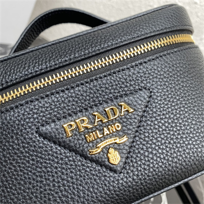Prada Vanity Case Grained Leather Black 1BH202