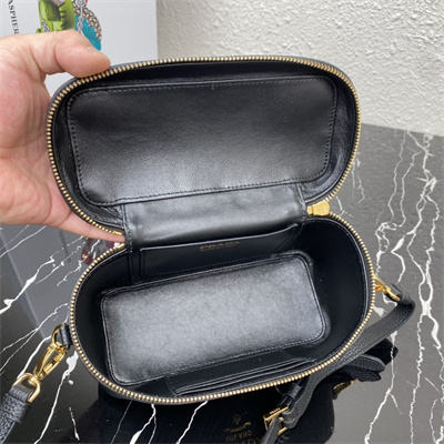 Prada Vanity Case Grained Leather Black 1BH202