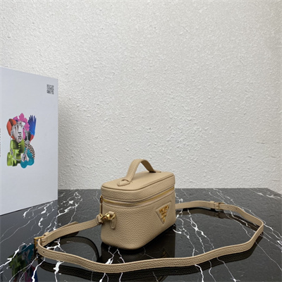 Prada Vanity Case Grained Leather Beige 1BH202