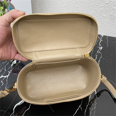 Prada Vanity Case Grained Leather Beige 1BH202