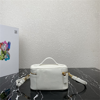 Prada Vanity Case Grained Leather White 1BH202