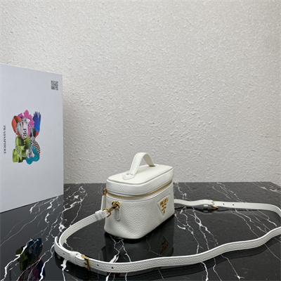 Prada Vanity Case Grained Leather White 1BH202