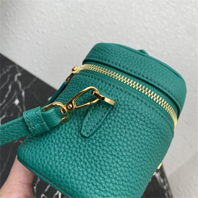 Prada Vanity Case Grained Leather Green 1BH202