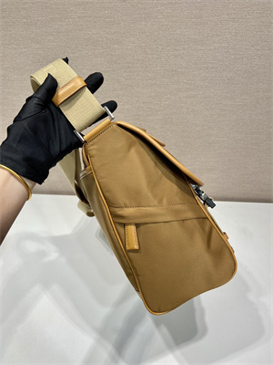 Prada Re-Nylon and leather shoulder bag Cork Beige 2VD052