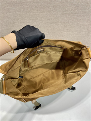 Prada Re-Nylon and leather shoulder bag Cork Beige 2VD052