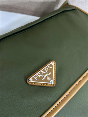 Prada Re-Nylon and leather shoulder bag Military/Caramel 2VD052