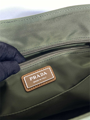Prada Re-Nylon and leather shoulder bag Military/Caramel 2VD052
