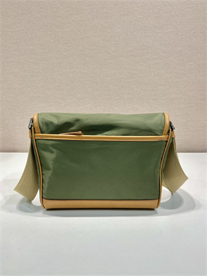 Prada Re-Nylon and leather shoulder bag Military/Caramel 2VD066