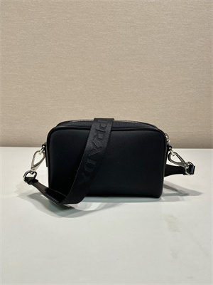 Prada Re-Nylon and Shinny leather shoulder bag Black 2VH172
