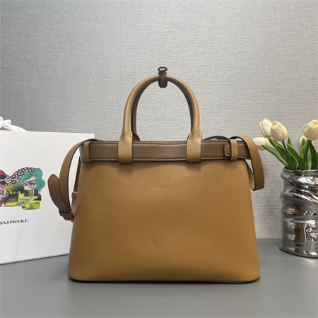 Prada Buckle medium leather handbag with double belt Brown 1BA417
