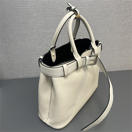 Prada Buckle medium leather handbag with double belt Cream 1BA417
