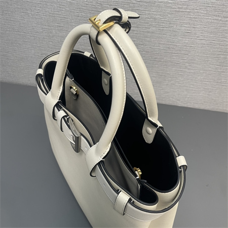 Prada Buckle medium leather handbag with double belt Cream 1BA417
