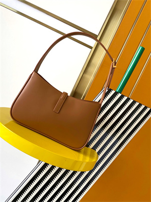 Y.S.L LE 5 A 7 HOBO BAG In Brown Smooth Leather