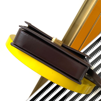 Y.S.L SOLFERINO MEDIUM SATCHEL IN BOX SAINT LAUREN Gold Tone Metal Coffee Color