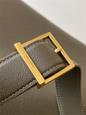 Y.S.L LE 5 A 7 Supple Large HOBO BAG In Kaki Green Leather