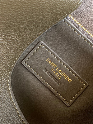 Y.S.L LE 5 A 7 Supple Large HOBO BAG In Kaki Green Leather