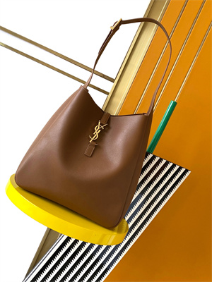 Y.S.L LE 5 A 7 Supple Large HOBO BAG In Brown Leather