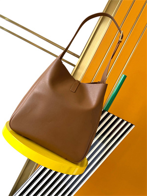 Y.S.L LE 5 A 7 Supple Large HOBO BAG In Brown Leather