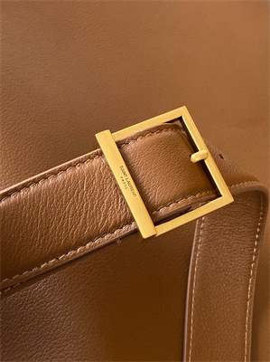 Y.S.L LE 5 A 7 Supple Large HOBO BAG In Brown Leather