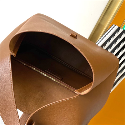 Y.S.L LE 5 A 7 Supple Large HOBO BAG In Brown Leather